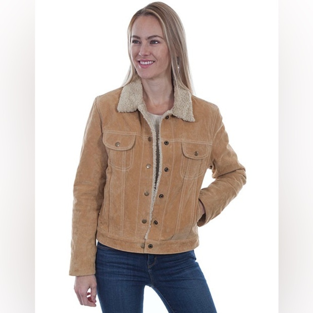 Scully Tan Suede Faux Shearling Snap Closure Jacket Women’s Size S